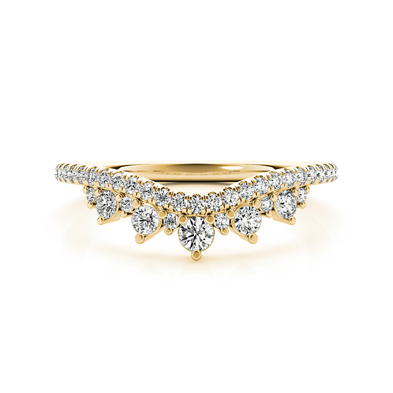 Round Diamond Crown Style Curved Band-VIRABYANI